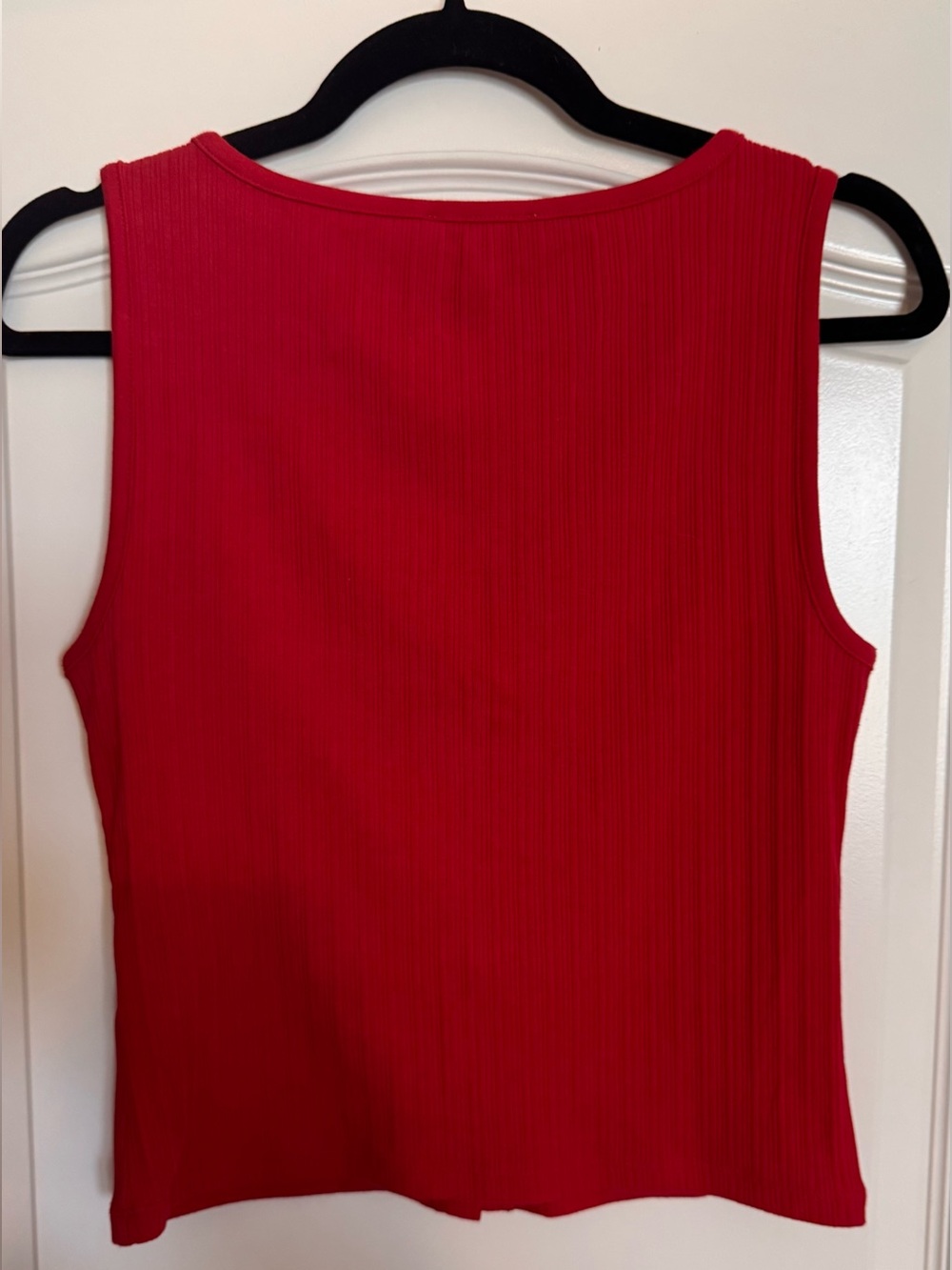 Madewell Cherry Red Ribbed Button-Front Tank - Picture 6 of 6